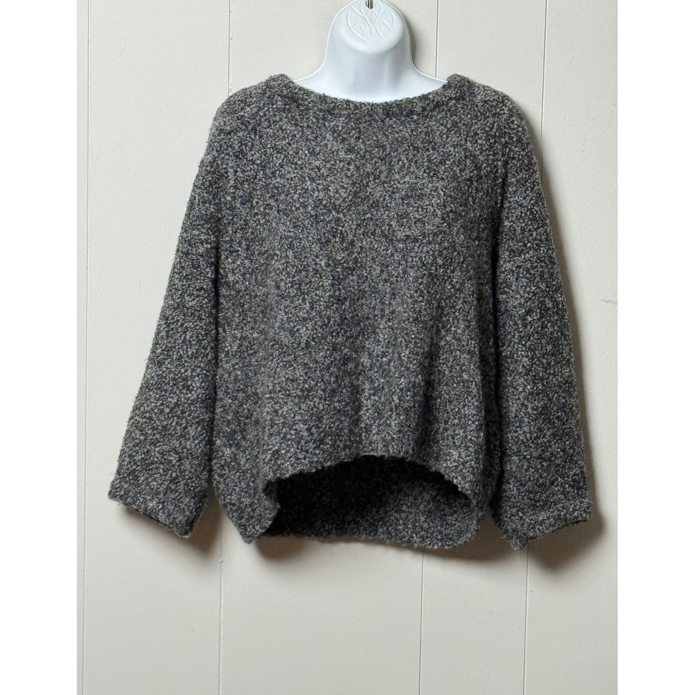 Lilla P Women's Grey Boucle Wool Blend Knit Sweater Marled Long Sleeve Size XL
